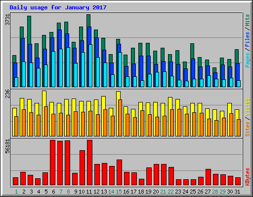 Daily usage for January 2017