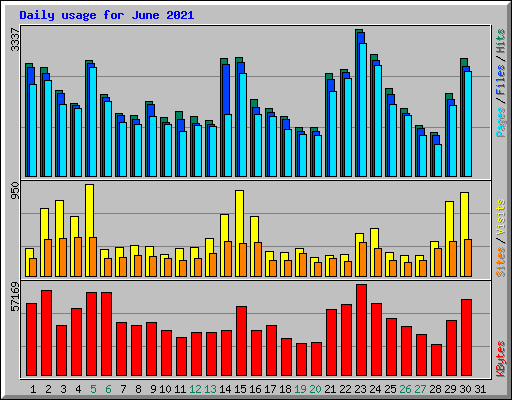 Daily usage for June 2021