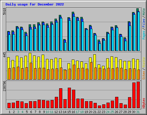 Daily usage for December 2022
