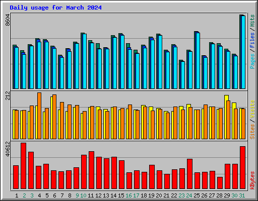 Daily usage for March 2024