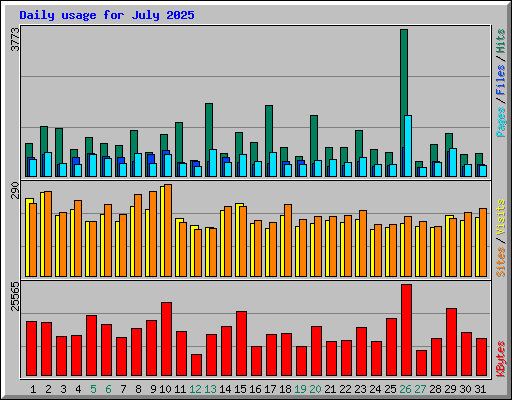 Daily usage for July 2025