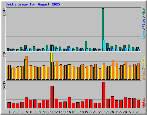 Daily usage for August 2025