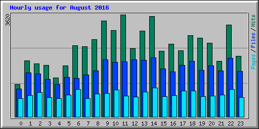 Hourly usage for August 2016