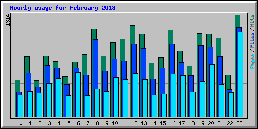 Hourly usage for February 2018