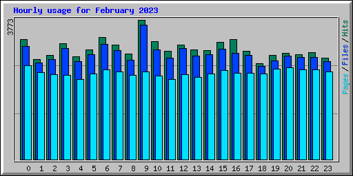 Hourly usage for February 2023